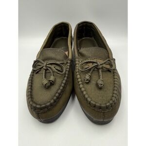 Marquise Womens Olive Green Leather Moccasin Loafers MK-029 Size 8 M
